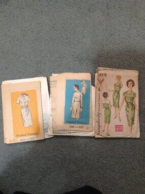 Lot of 3 Cut & Complete Vintage Early 1960s '60s Day Dress Sewing Patterns